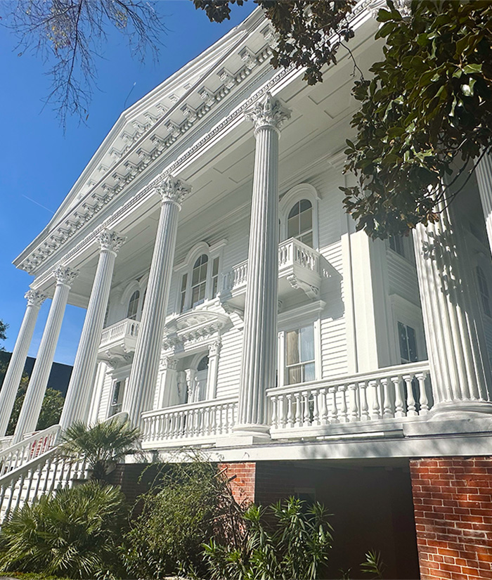 Grand historic building with fresh white paint applied by JBG Painting