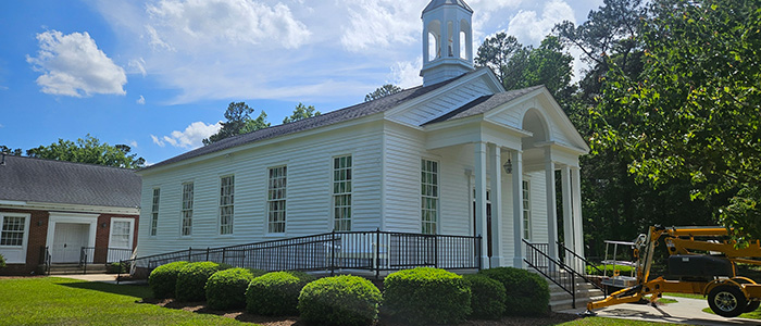 Freshly painted white church exterior by JBG Painting Wilmington NC