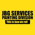 JBG Painting Services logo on yellow background promoting professional residential and commercial painting.