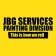 JBG Painting Services logo on yellow background promoting professional residential and commercial painting.